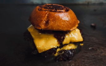 Branded bun, crispy edges on the griddle